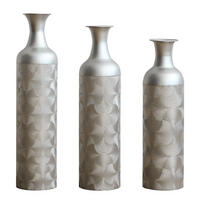 BODENVASE Metallvase,50/66/83 cm,3 tlg.Dekovase,Silber - Silberfarben, Metall (83cm) - LVHOM