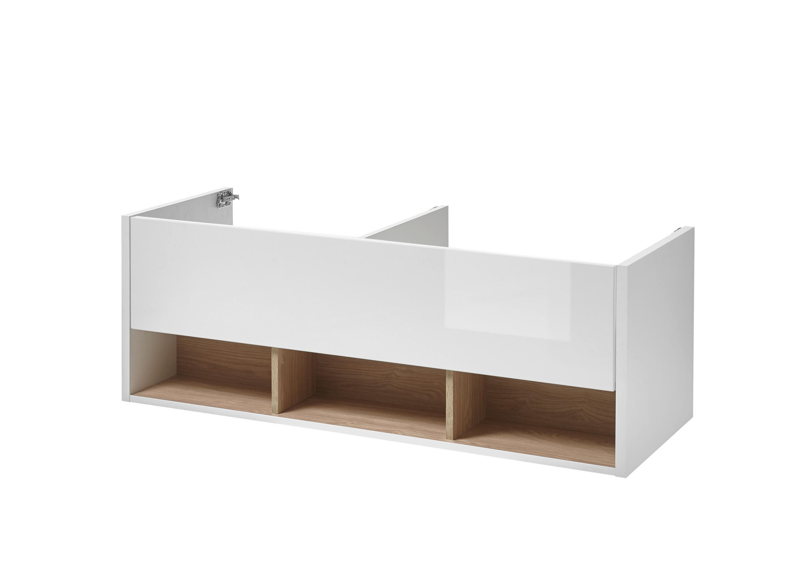 DOPPELWASCHTISCH M20 Weiß Hochglanz & Eiche Dekor 120/42/46 cm ohne Waschbecken - Weiß Hochglanz/Eichefarben, Holzwerkstoff (120/42/46cm) - Livojo