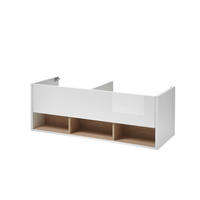 DOPPELWASCHTISCH M20 Weiß Hochglanz & Eiche Dekor 120/42/46 cm ohne Waschbecken - Weiß Hochglanz/Eichefarben, Holzwerkstoff (120/42/46cm) - Livojo