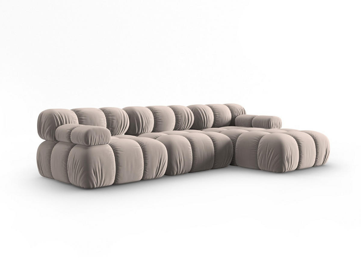 MODULARES-ECKSOFA rechts Bellis aus Samt beige 4 Sitzplätze - Beige, Textil (122/285cm) - Micadoni