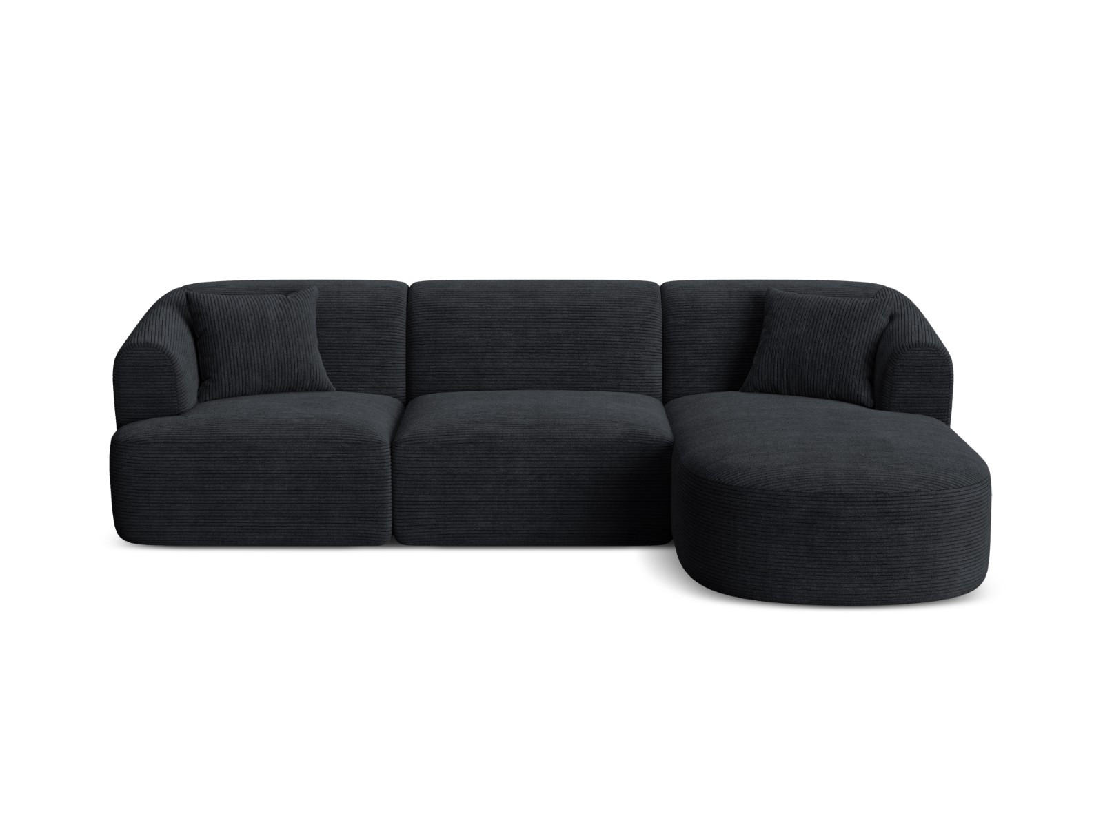 MODULARES-ECKSOFA rechts Campi aus Cord schwarz 4 Sitzplätze - Schwarz, Textil (156/256cm) - Cosmopolitan Design