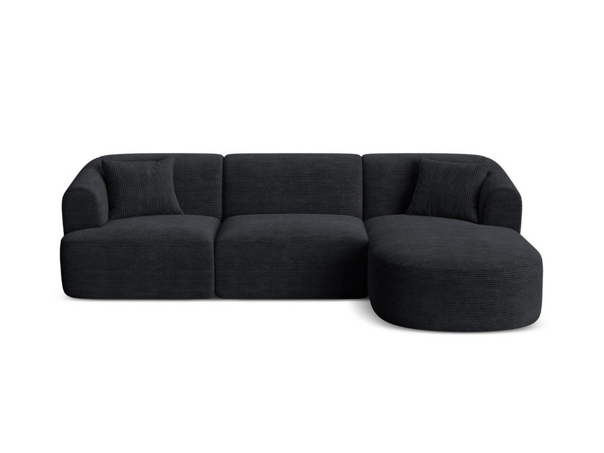 MODULARES-ECKSOFA rechts Campi aus Cord schwarz 4 Sitzplätze - Schwarz, Textil (156/256cm) - Cosmopolitan Design