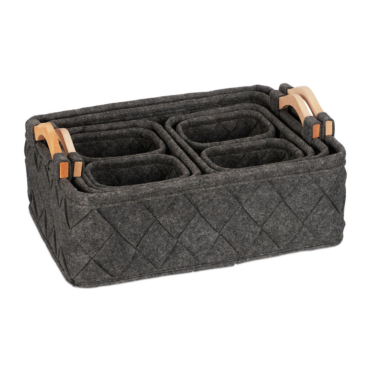 8-TLG.SCHRANK-ORGANIZER - Anthrazit, Holz/Textil (42/19/31cm) - Relaxdays
