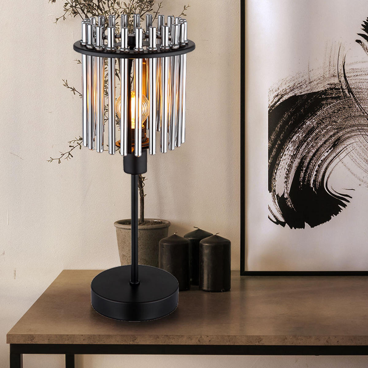 LED TISCHLEUCHTE Gorley Metall Grau - Grau, Glas (15/15/37.5cm) - Globo Lighting