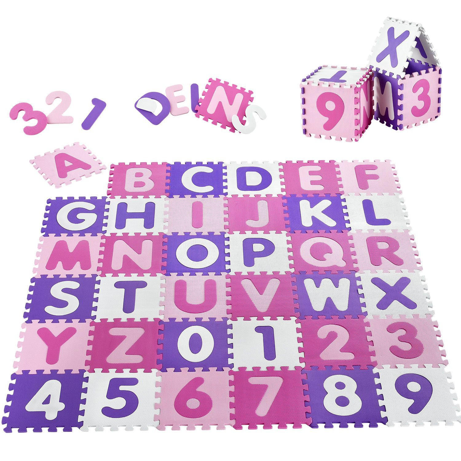 KINDER PUZZLEMATTE Juna (36 Teile) - Rosa, Kunststoff (189/1/189cm) - Juskys