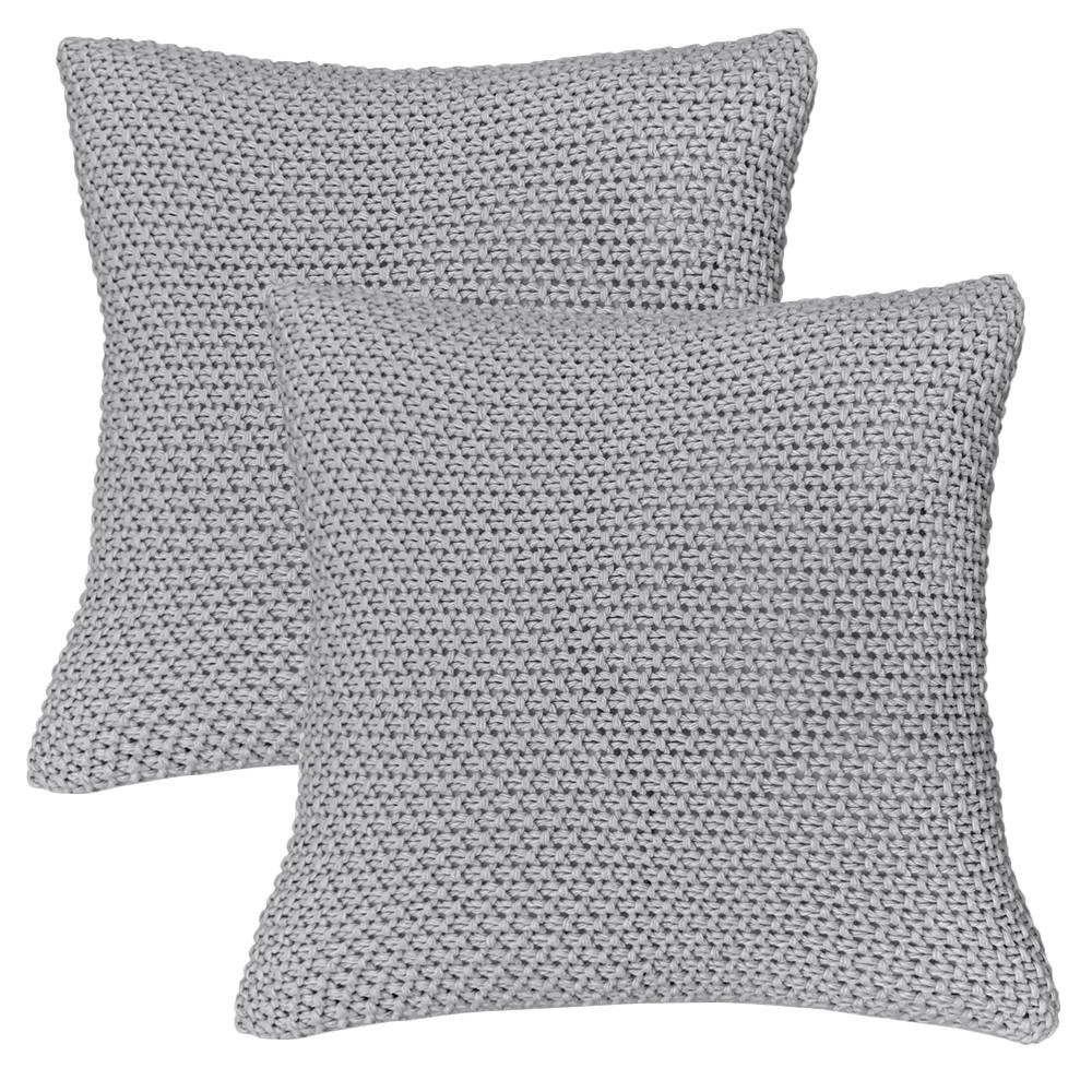 KISSENHÜLLE 2er Set Strick grau 45/45 cm mit Reißverschluss - Grau, Textil (45/45cm) - wometo