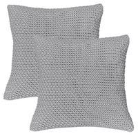 KISSENHÜLLE 2er Set Strick grau 45/45 cm mit Reißverschluss - Grau, Textil (45/45cm) - wometo