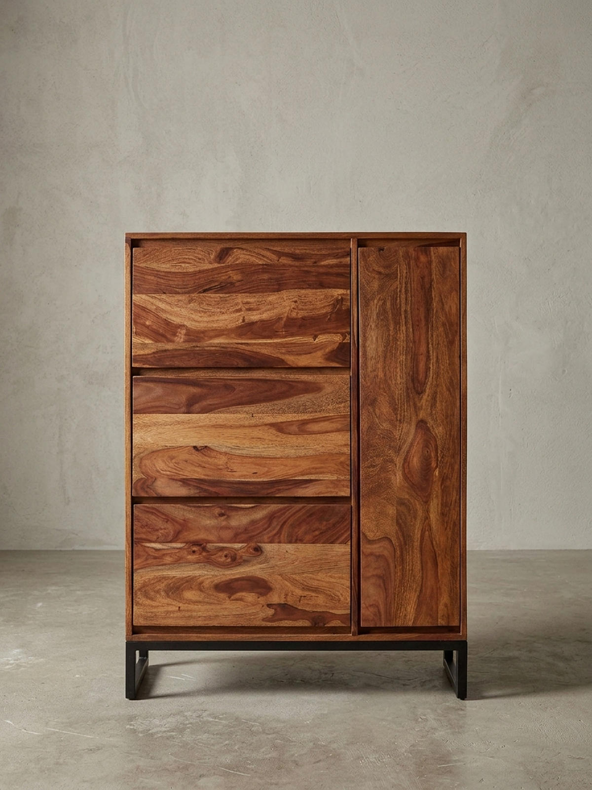 SCHUHSCHRANK – Massivholz, 88x40x120 cm, geschlossen, stilvolles Design - Schwarz/Braun, Holz/Metall (88/120/40cm) - KADIMA DESIGN