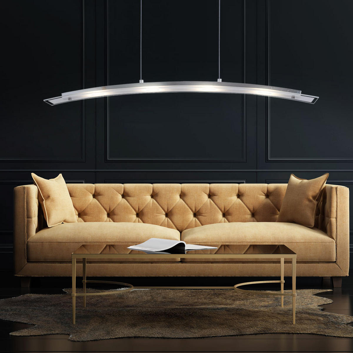 LED HÄNGELEUCHTE Glasplatte Weiß - Weiß, Glas (86/9/120cm) - Globo Lighting