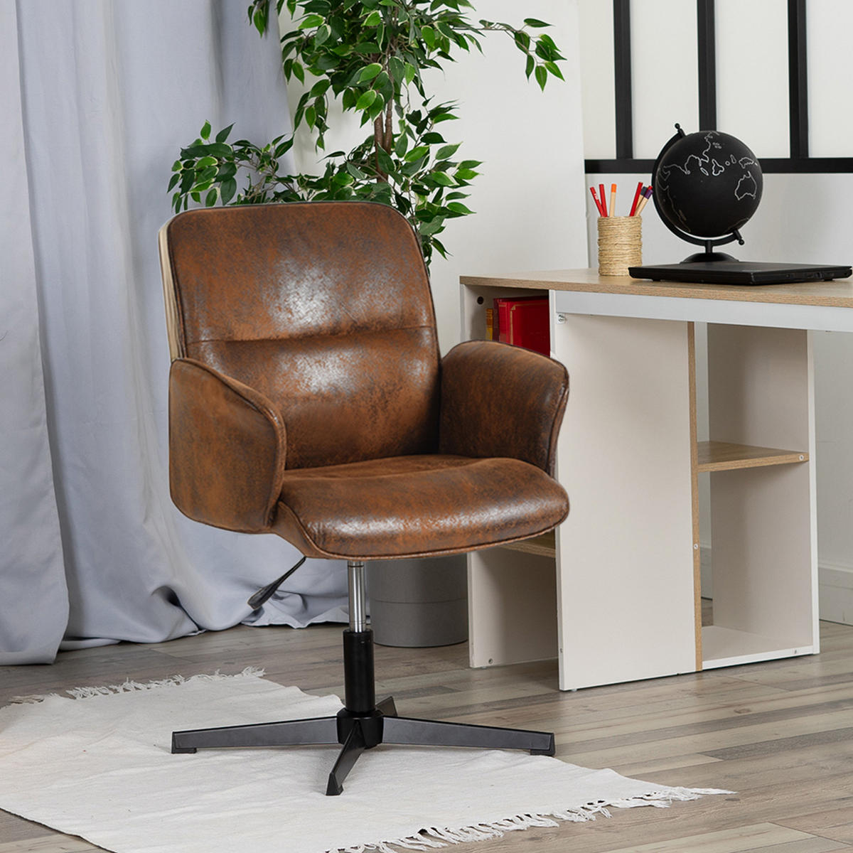 DREHSTUHL in Braun Wildlederoptik - Braun, Metall (61.5/81/59.5cm) - Meubles Cosy