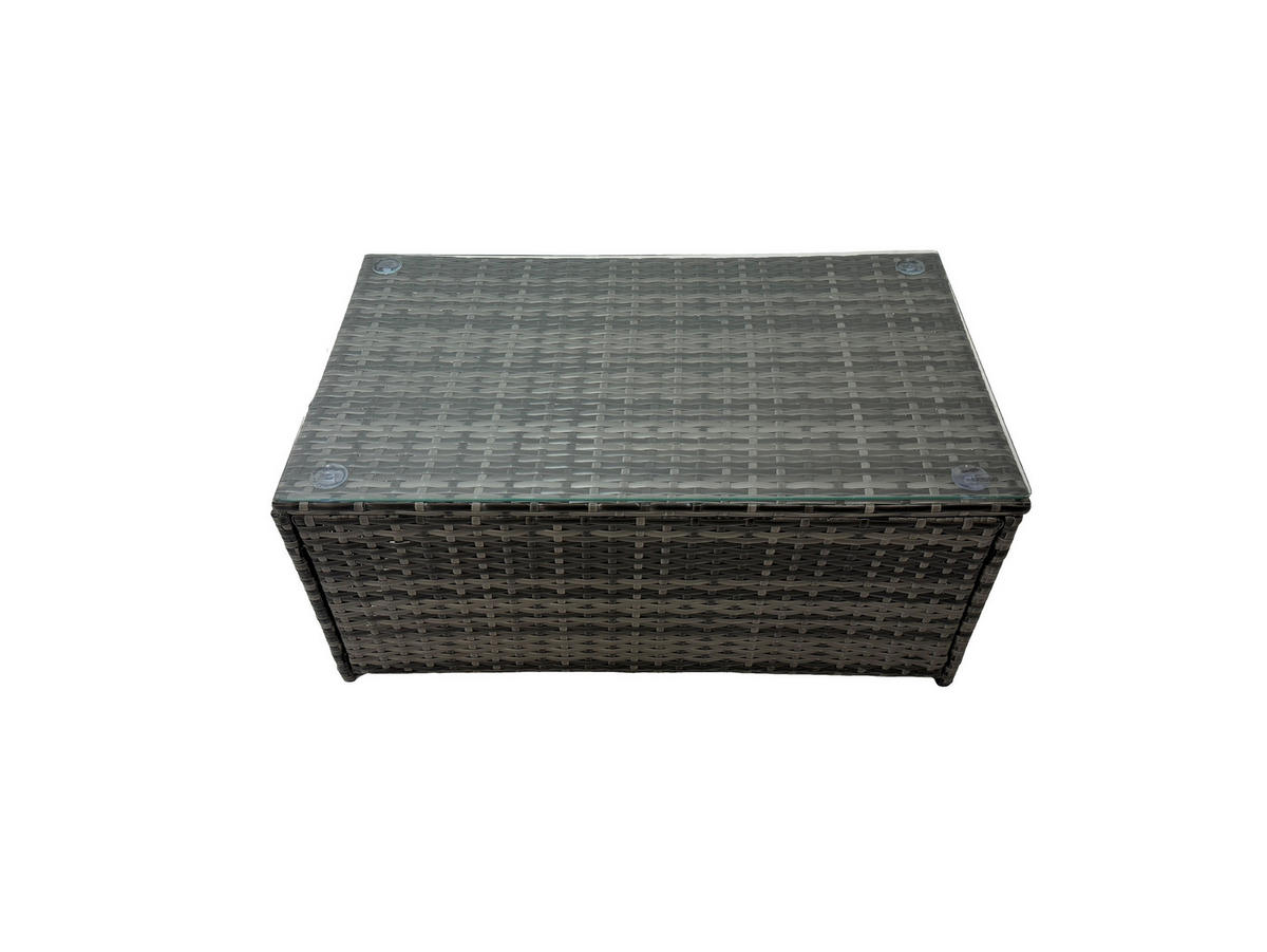 LOUNGESOFA SET mit Stuhl Polyrattan 8-Sitzer - Dunkelgrau/Grau, Glas/Kunststoff - Fimous
