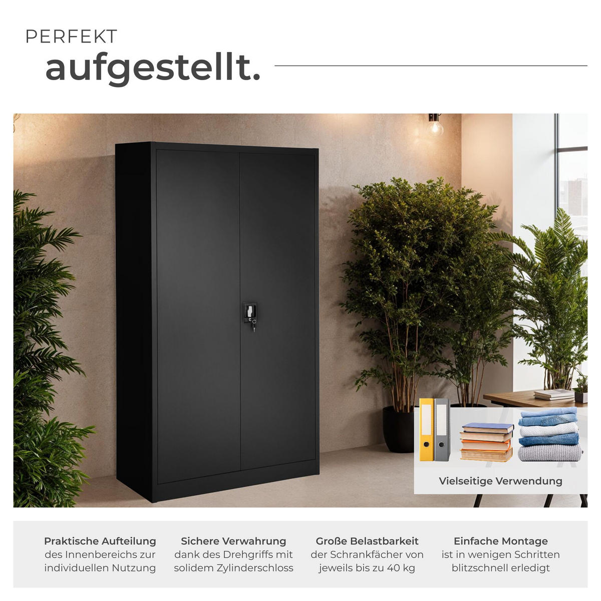 SPIND ,180 x 80 x 40 cm,schwarz - Schwarz, Metall (40/180/80cm) - tectake