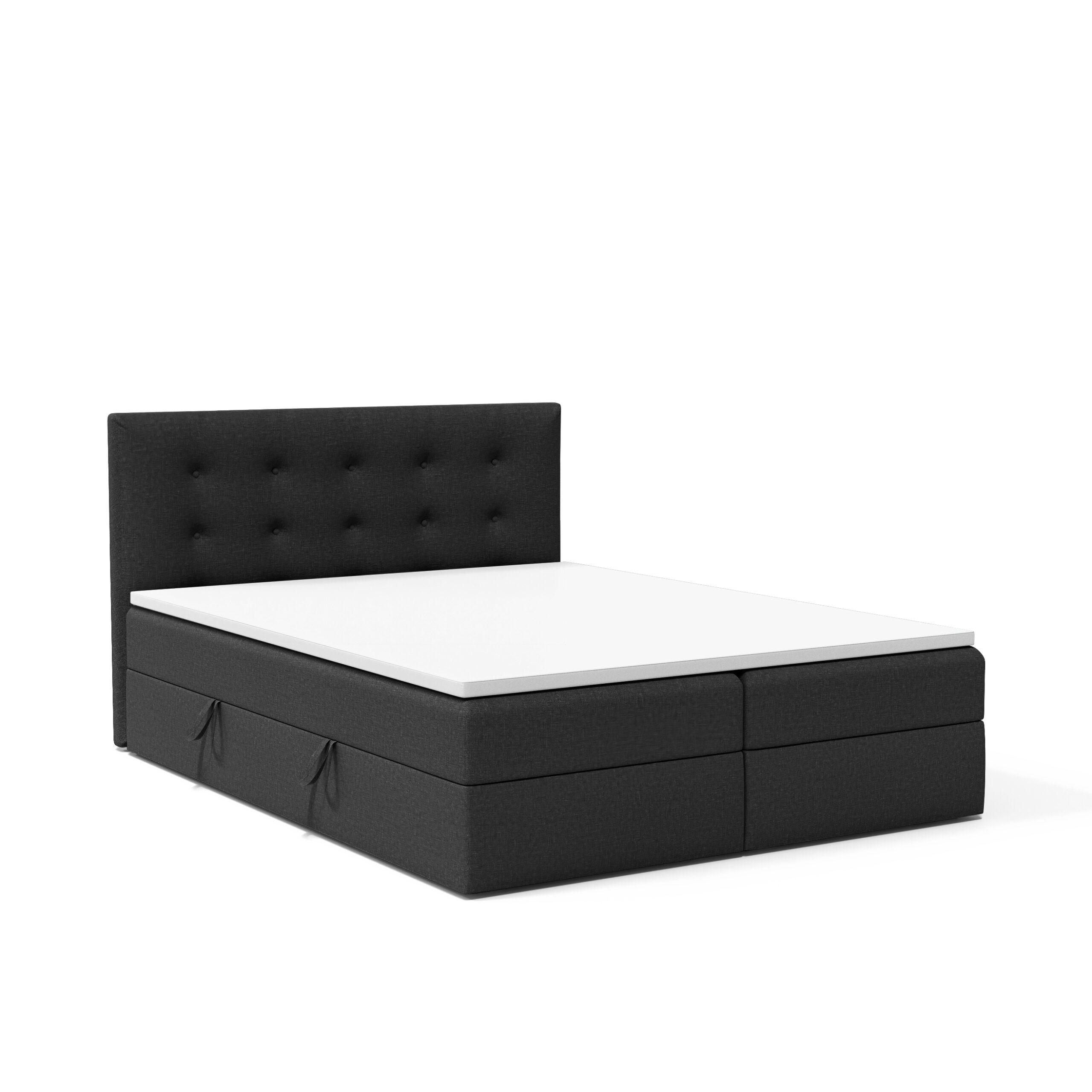 BOXBETT Doppelbett Bett Bastiano Schwarz 140x200 cm - Schwarz, Naturmaterialien (208/145/102cm) - Meblito