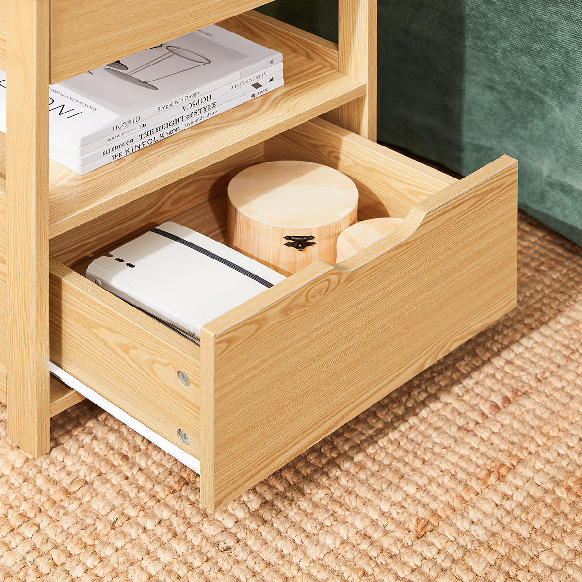 NACHTTISCH Natur - Naturfarben, Holzwerkstoff (45/55/37cm) - SoBuy