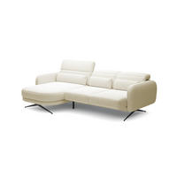 ECKSOFA BARILLO - Verstellbarer Rückenlehne, Stahlfüße, Elegante Armlehnen, Drei Rückenkissen, Freistehend, 261x170x97 cm Linke, Beige - Beige, Holz/Textil (170/261cm) - DomoHome