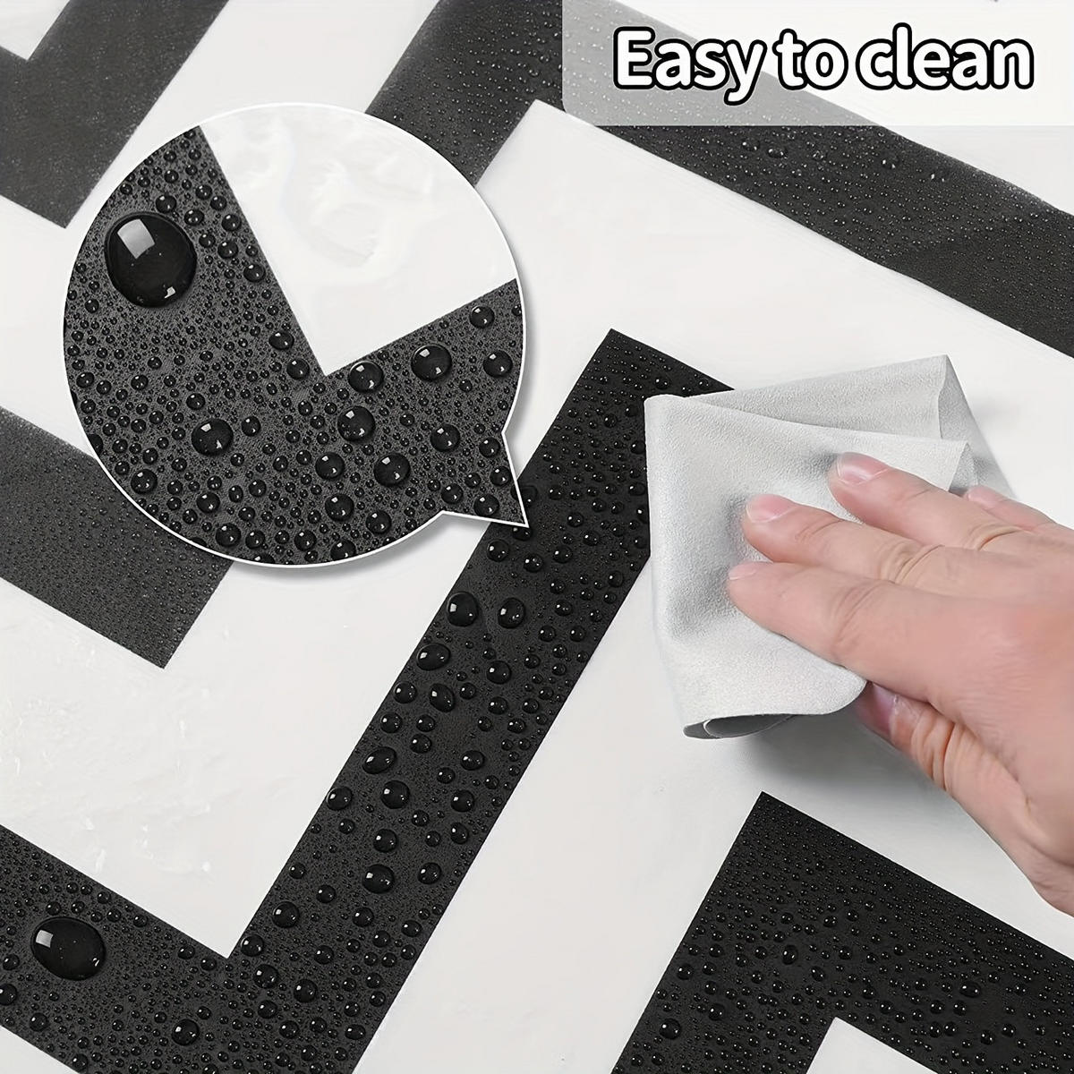 DUSCHVORHANG PEVA Schwarz Weiß mit Muster Wellen mit Haken schimmelresistent wasserdicht ideal fürs Badezimmer 120 x 180 cm - Schwarz, Kunststoff (120/180cm) - MCBOSON