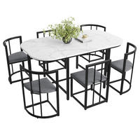 ESSGRUPPE Esstisch 6 Stühle Weiß Grau Schwarz - Schwarz, Holzwerkstoff (140/76/80cm) - FLIEKS