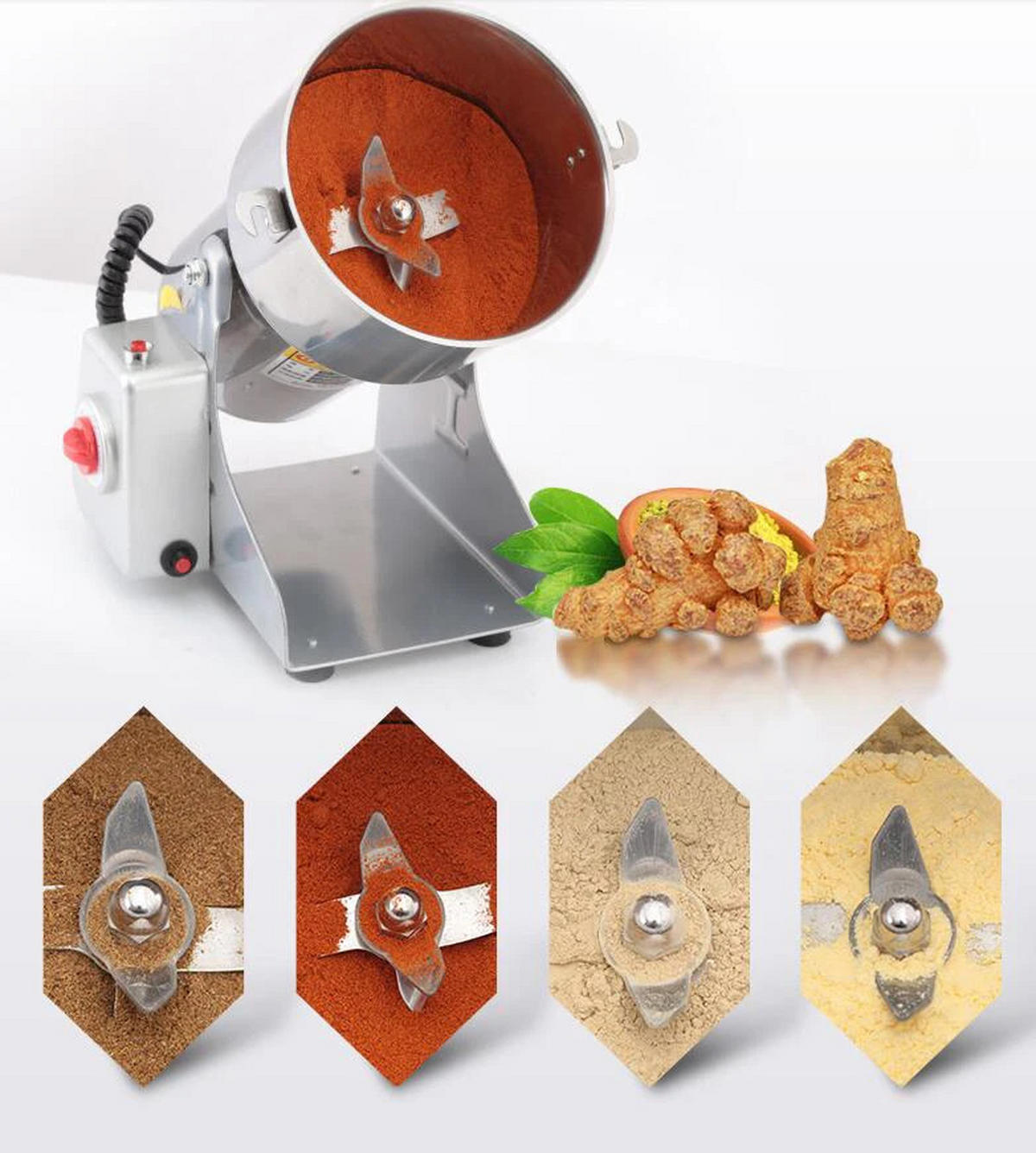 GETREIDEMÜHLE 800G 3000W Kräuter Kaffee Gewürze Trockenmühle - Silberfarben, Metall (13.5/37/15.5cm) - Bextcok