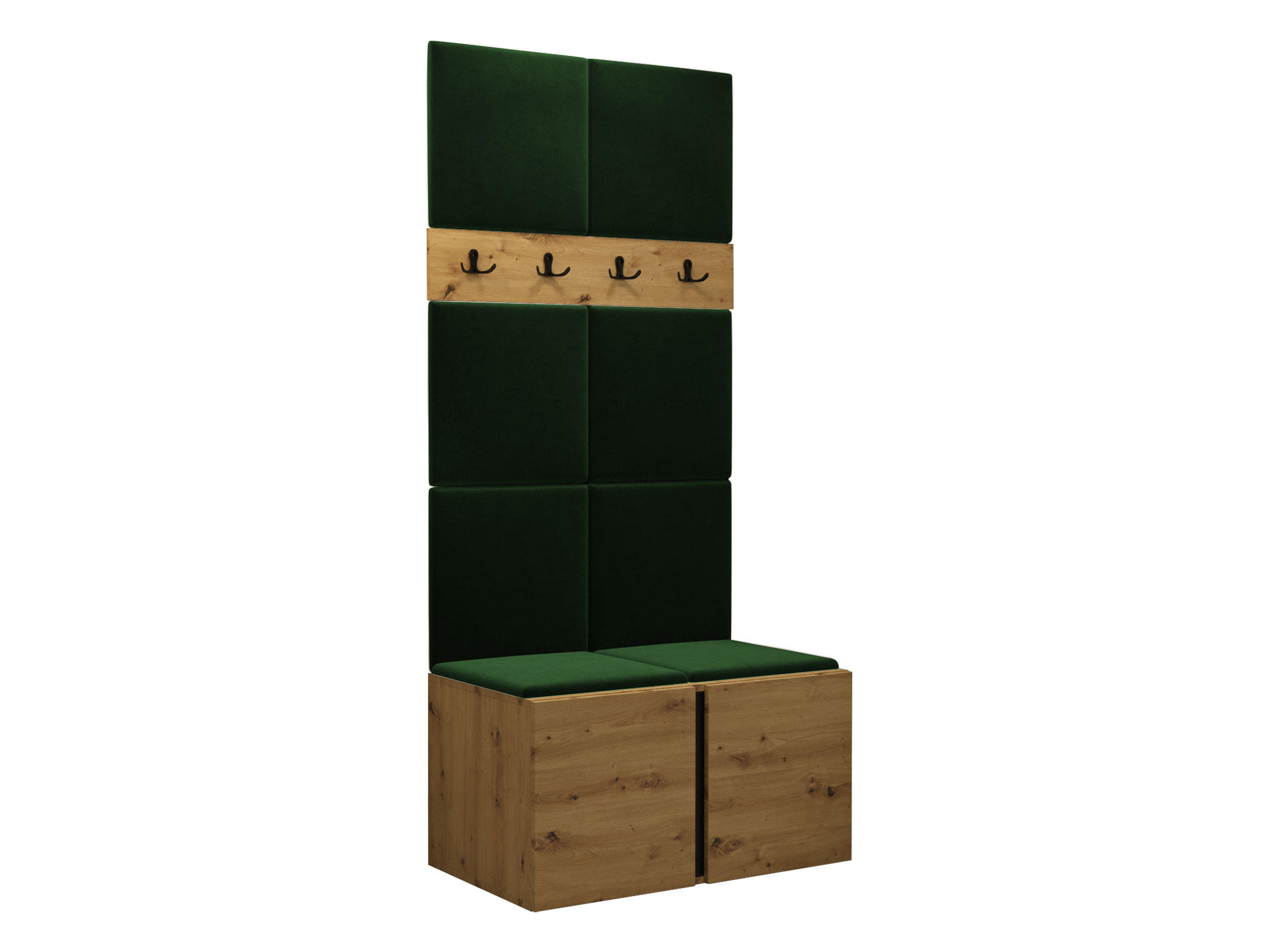 GARDEROBEN-SET Orion IV - Eiche Artisan/Grün, Holzwerkstoff/Kunststoff (84/186/46cm) - MIRJAN24