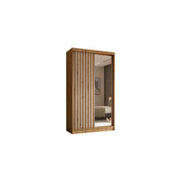 KLEIDERSCHRANK mit Spiegel-Schiebetüren und Aluminium-Leisten - LAMELO - 120 cm Artisan+Artisan+Weiß - Eiche Artisan/Weiß, Holzwerkstoff (120/216/61cm) - ALTDECOR