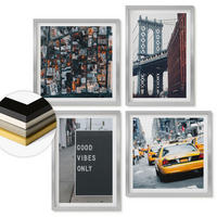 WANDBILDER 4er Set - 50x50 cm & 40x60 cm Silberner Rahmen - Brückenstadt-Inschriften aus der Vogelperspektive - Silberfarben, Kunststoff (50/50cm) - ArtPrintCave