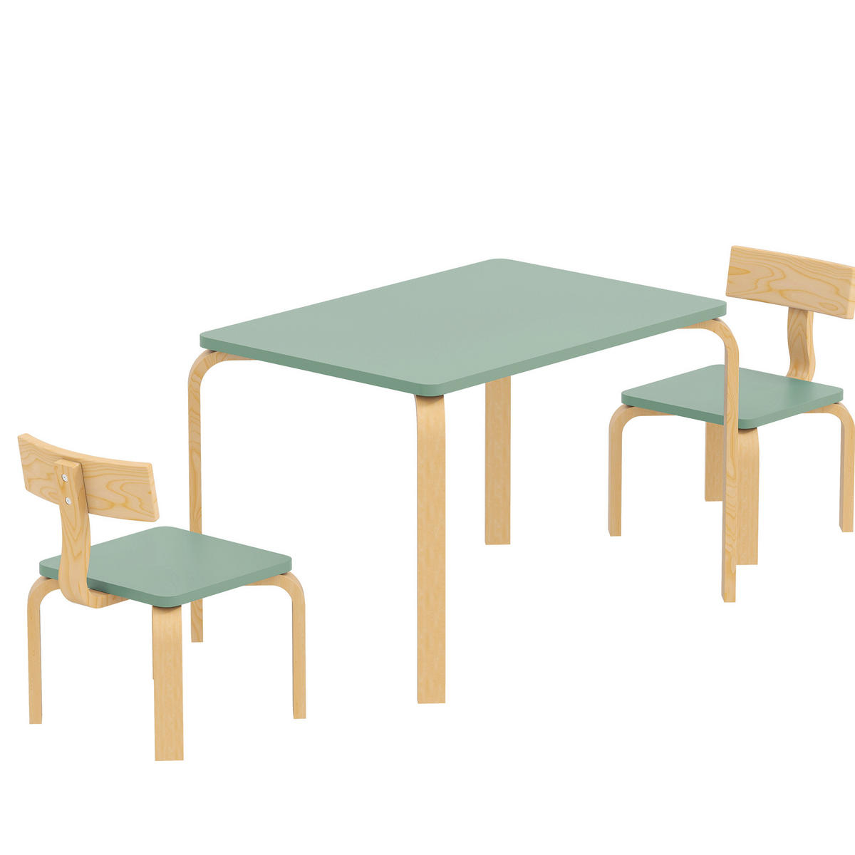 KINDERSITZGRUPPE DE-17548 2 Stühle zum Zeichnen & Lernen Grün - Grün, Holzwerkstoff (53/53/78cm) - ComfortXL