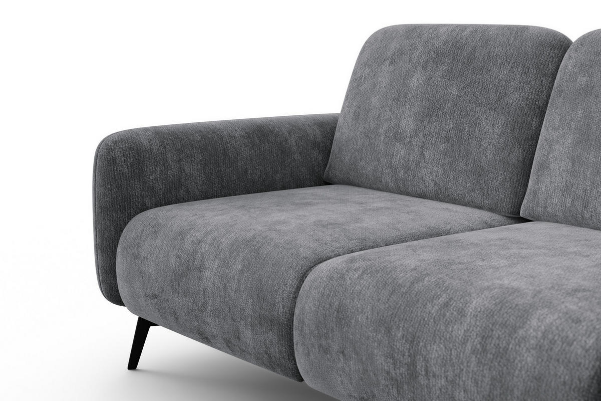 SOFA FEBE 2-Sitzer, grauer Chenille-Stoff - Schwarz/Grau, Holz/Textil (160/82/96cm) - Wozimo