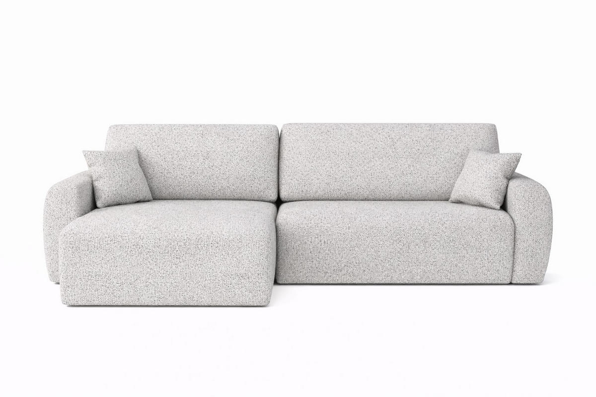 ECKSOFA Mit Schlaffunktion, Ariel XL, Chenille-Stoff, Stoff Artico, Nata, Links - Beige, Holz (280/142cm) - Kaiser Möbel