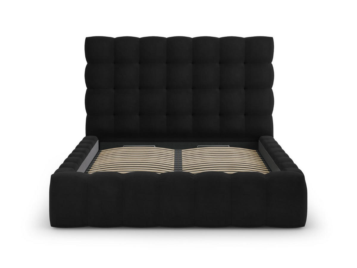 BETT mit Bettkasten und Kopfteil Mamaia aus Samt schwarz 160x200cm - Schwarz, Textil (160/200cm) - Micadoni