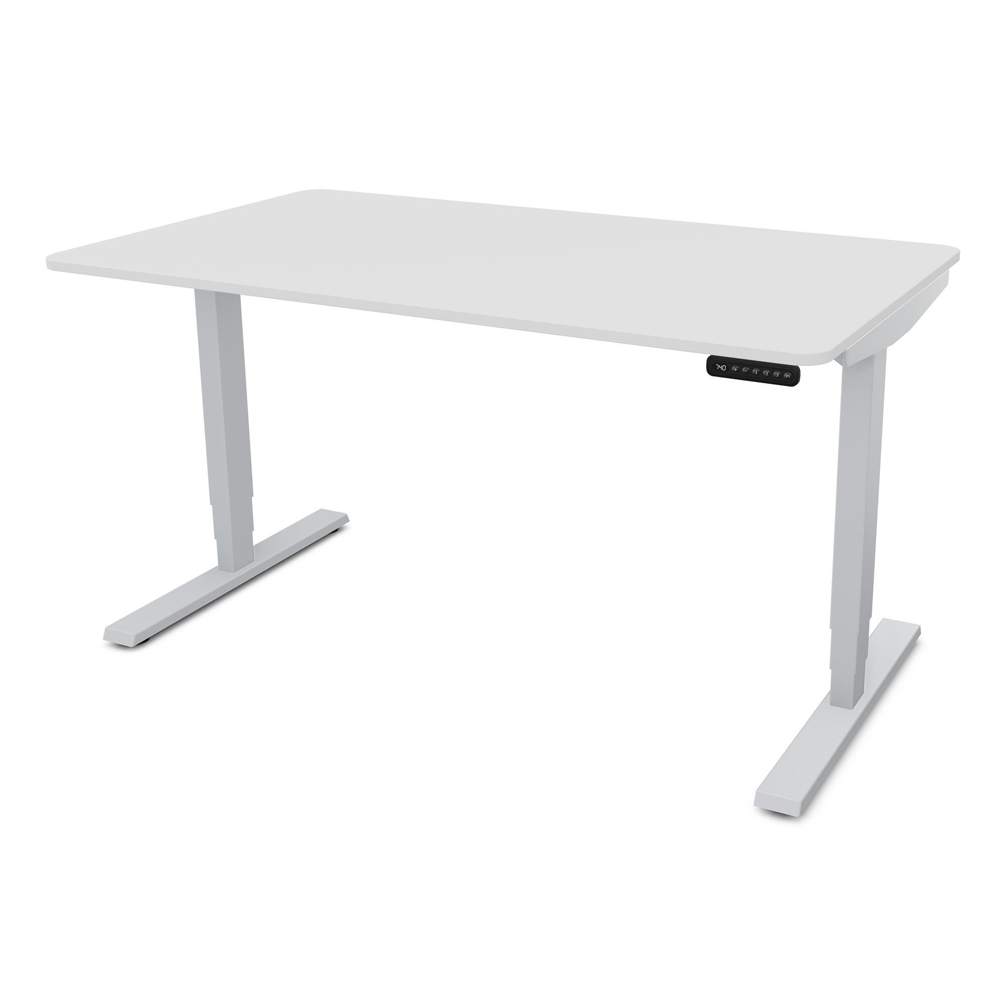 SCHREIBTISCH Elektrisch höhenverstellbarer Schreibtisch Y-Line Curved Signalweiß Weißaluminium 140/70/62-127cm - Weiß Hochglanz/Silberfarben, Holzwerkstoff/Metall (70/140/127cm) - ASSMANN