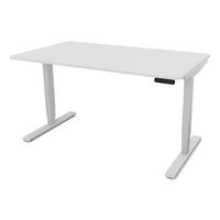 SCHREIBTISCH Elektrisch höhenverstellbarer Schreibtisch Y-Line Curved Signalweiß Weißaluminium 140/70/62-127cm - Weiß Hochglanz/Silberfarben, Holzwerkstoff/Metall (70/140/127cm) - ASSMANN