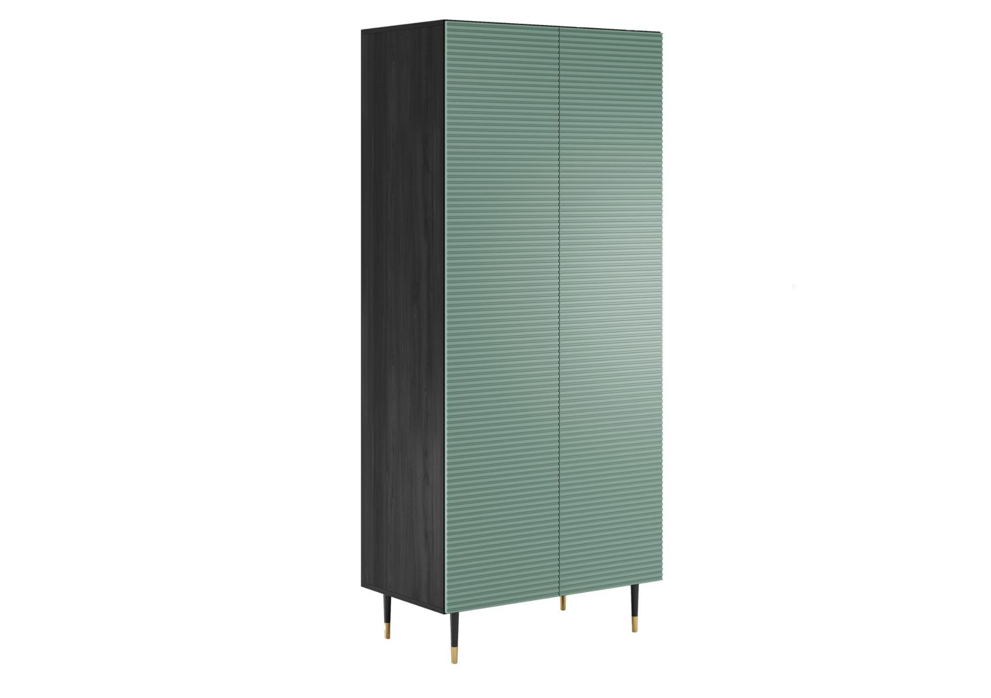 Bettso Kleiderschrank Grün, Schwarz 90x206x53 cm