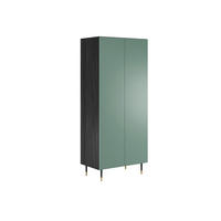 KLEIDERSCHRANK Imperio Pistazienfarbener, Mit Zwei Türen Und Schiebetüren - Schwarz/Grün, Holzwerkstoff (90/206/53cm) - Bettso