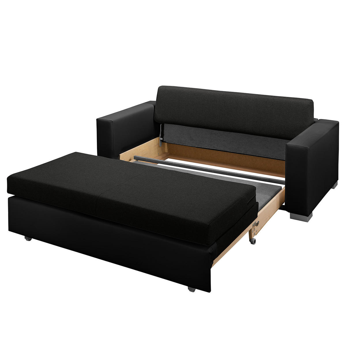 SCHLAFSOFA - Silberfarben/Schwarz, Kunststoff/Textil (173/90/90cm) - home24