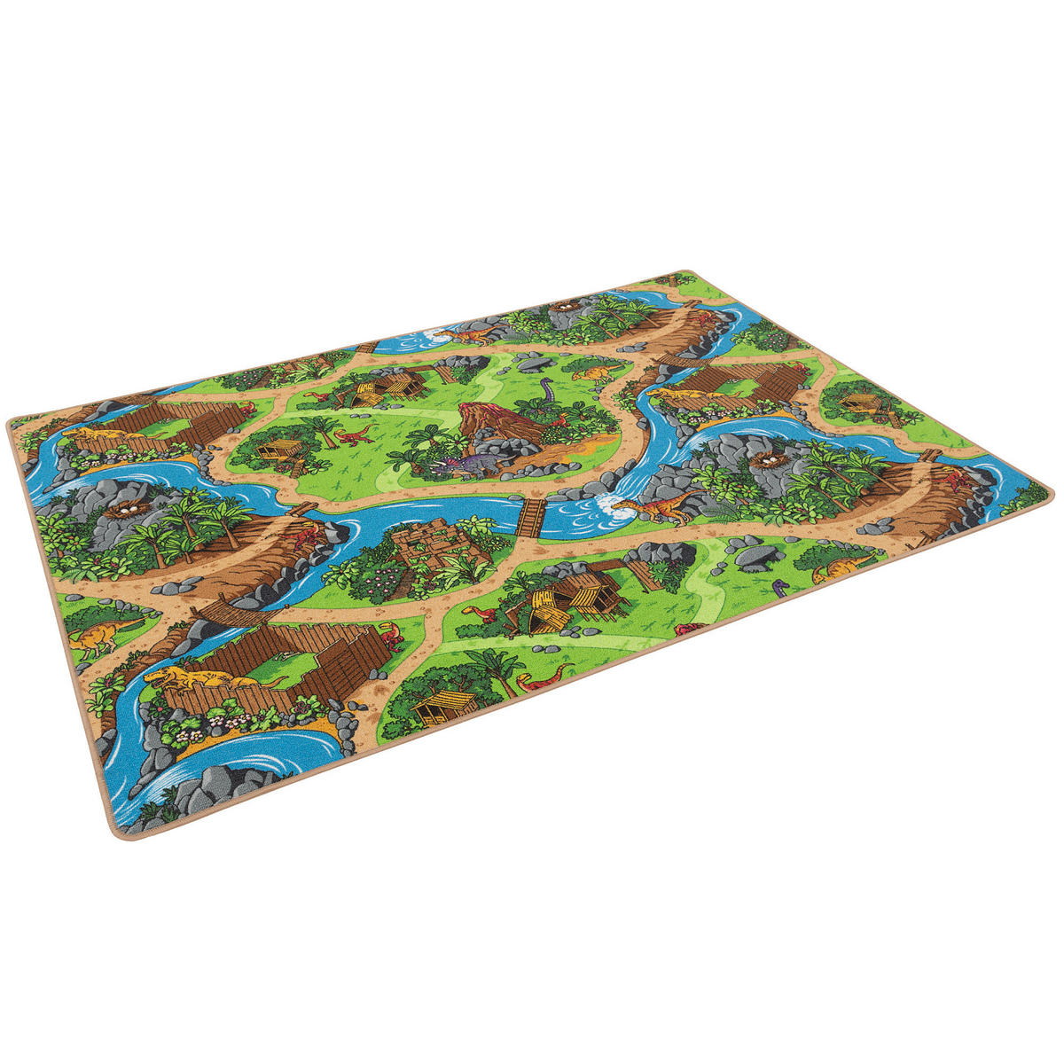 KINDER SPIEL STRASSEN TEPPICH DINO WELT - Grün, Textil (80/200cm) - Snapstyle