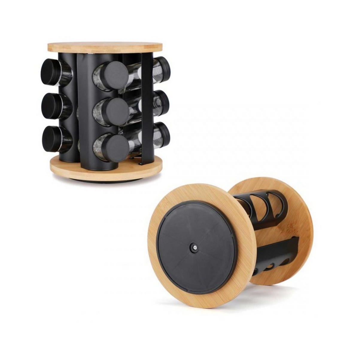 GEWÜRZREGAL Multicolor 19,5/19,5/22,5 cm E825256839 - Schwarz, Naturmaterialien (19.5/22.5/19.5cm) - Elitehoff