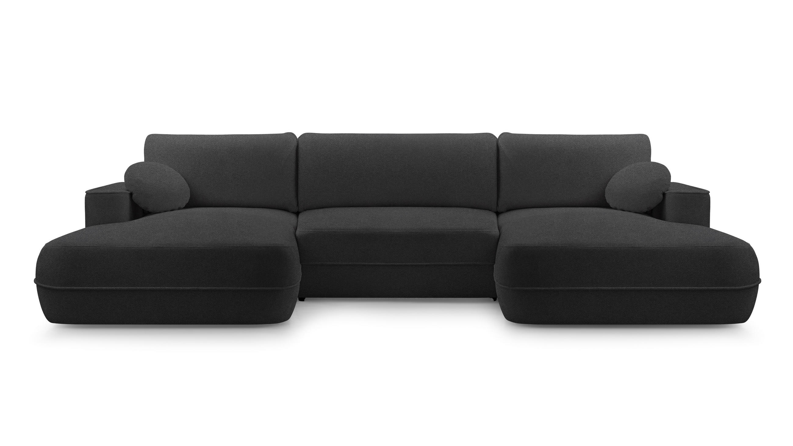 WOHNLANDSCHAFT Peoni Schwarz 364/168/87 cm mit Schlaffunktion - Schwarz, Kunststoff/Textil (364/87/168cm) - AX Living