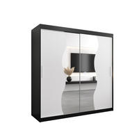 SCHWEBETÜRENSCHRANK 200/200/62 2-türig - Silberfarben/Schwarz, Holz/Kunststoff (200/200/62cm) - MÖBEL KRYSPOL