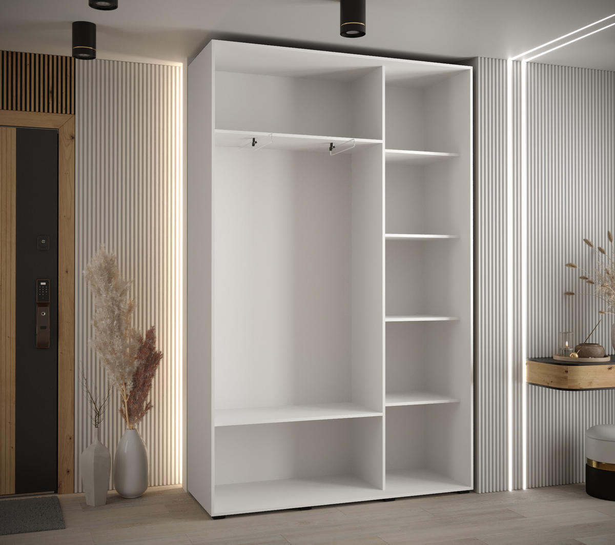 SCHWEBETÜRENSCHRANK 235,2/150/45 3-türig - Silberfarben/Schwarz, Holz/Metall (150/235/45cm) - Abiks Möbel
