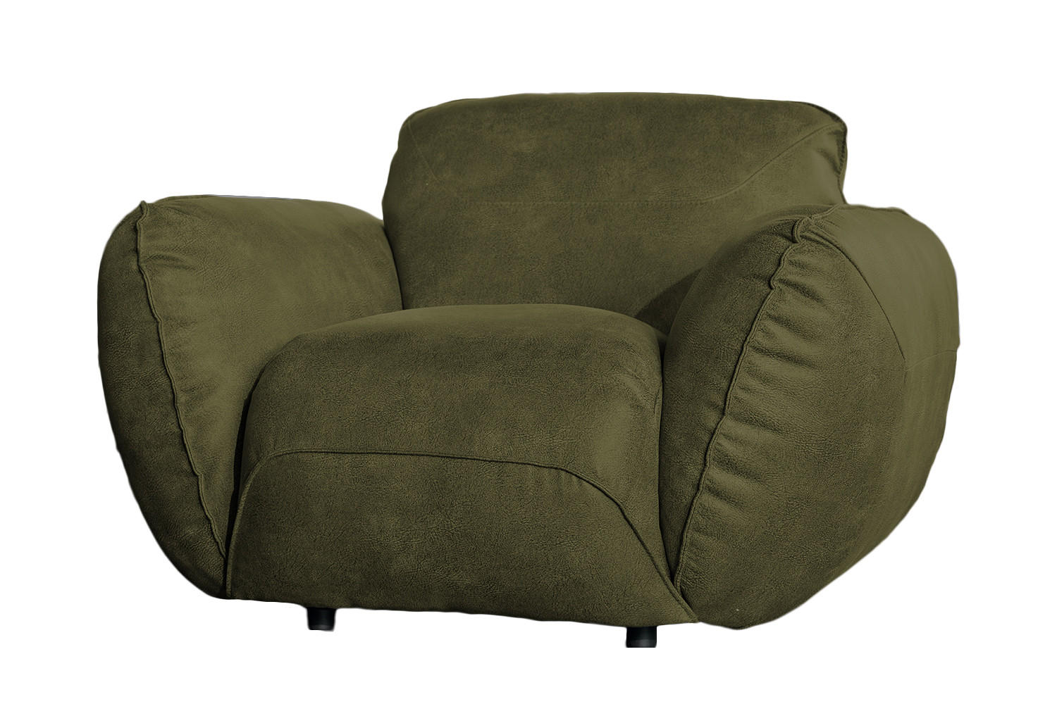 SESSEL DAVITO Grün Leder - Grün, Leder/Textil (128/88/108cm) - KAWOLA