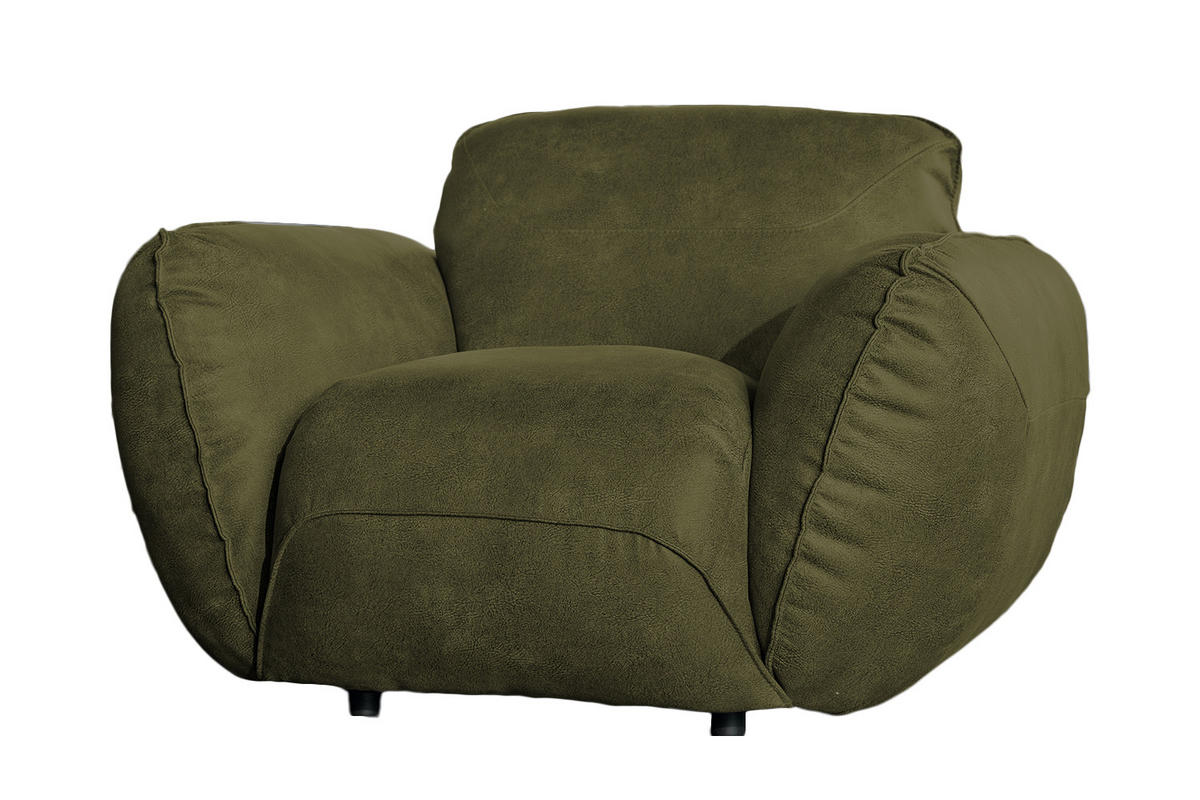 SESSEL DAVITO Grün Leder - Grün, Leder/Textil (128/88/108cm) - KAWOLA
