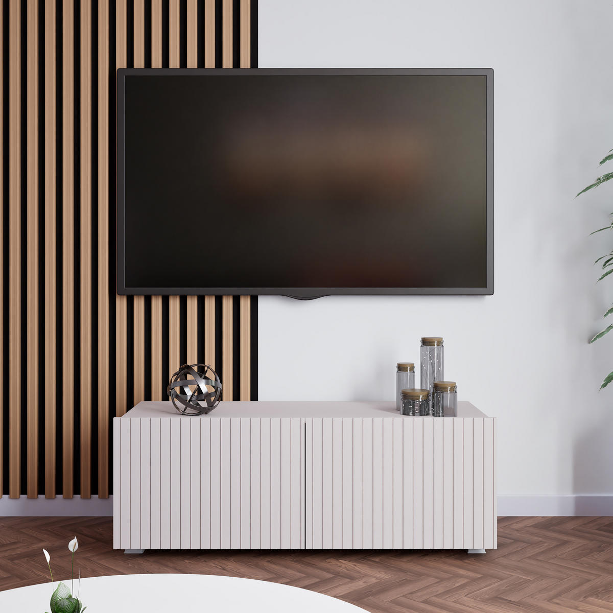 LOWBOARD Kavell mit 2 Türen, 100 cm, stehend/hängend, kaschmir - Kaschmir, Holzwerkstoff (100/37.5/43cm) - Beautysofa