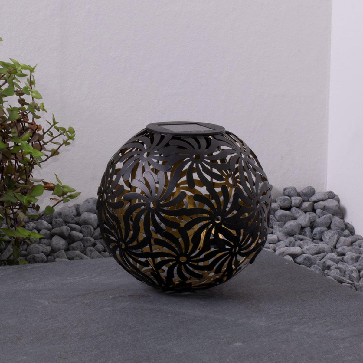 LED AUSSENLEUCHTE Geflechtkugel Schwarz Gold - Schwarz, Metall (18.5/18.5/54cm)