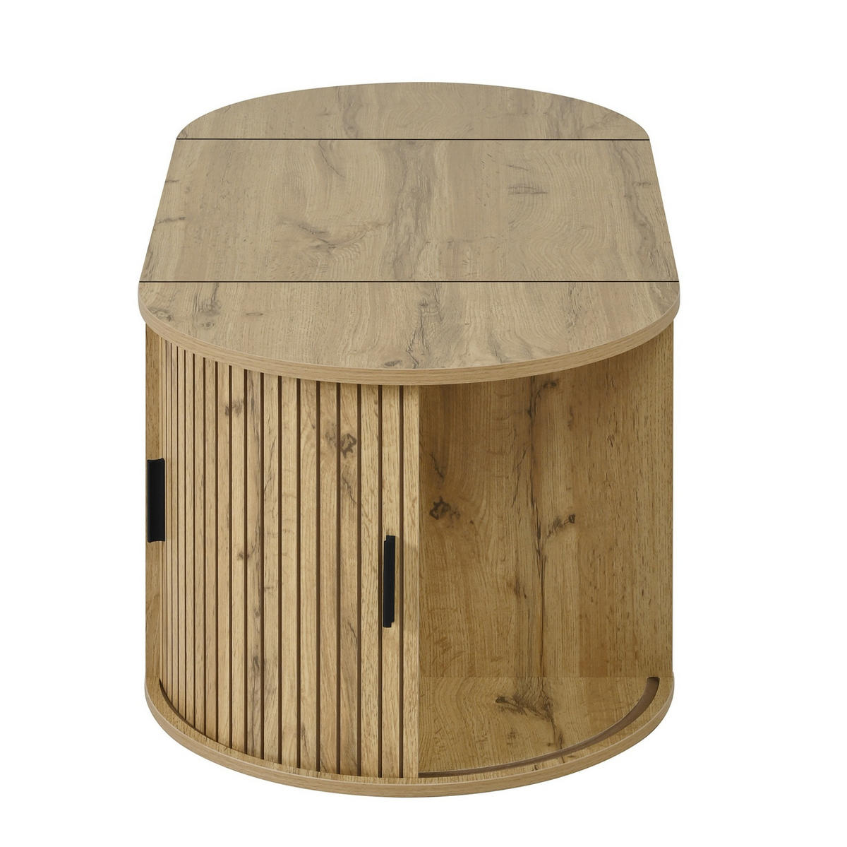 COUCHTISCH 100/50/40,5 cm mit höhenverstellbarer Tischplatte, Schiebetüren und offenen Fächern, Eichefarben - Eichefarben, Holzwerkstoff (100/50/40.5cm) - Redom