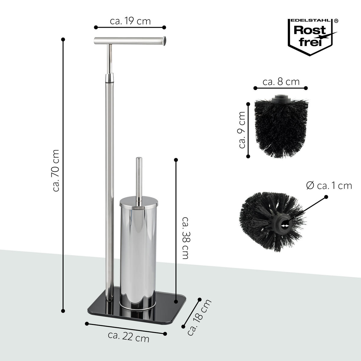 STAND-WC-GARNITUR, schwarz - Schwarz, Metall (22/70/18cm) - bremermann