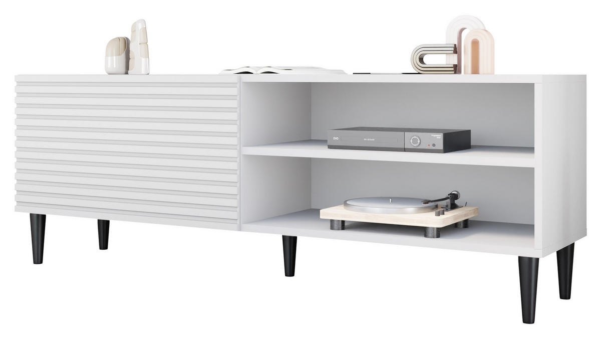 TV-ELEMENT Nakomo - Schwarz/Weiß, Holz/Holzwerkstoff (150/53/40cm) - MIRJAN24