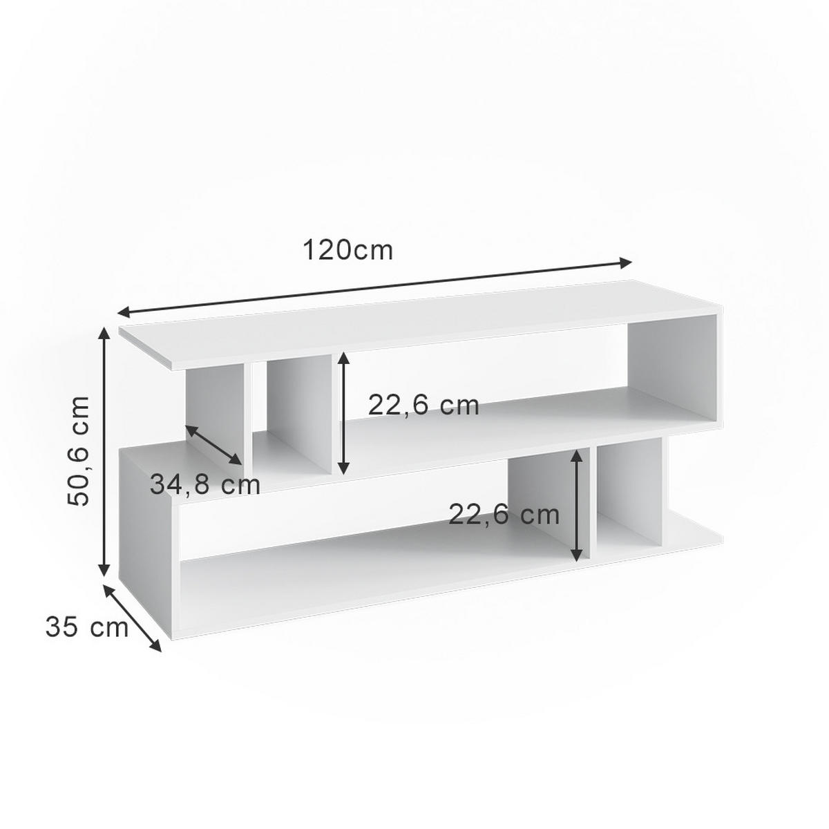 LOWBOARD Karel Weiß 120 x 50.6 cm - Weiß, Holzwerkstoff (120/50.6/35cm) - Vicco