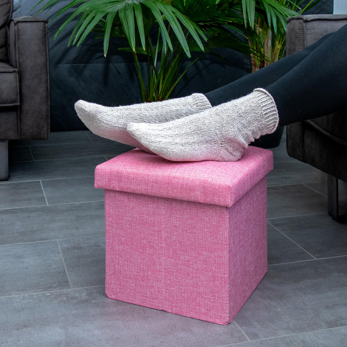 SITZBOX Faltbar 30/30/30 cm (Pink) - Pink, Textil (30/30/30cm) - Intirilife