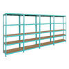 SCHWERLASTREGAL 4er GREEN HULK Set, HxBxT 180x90x40cm, Fachlast 175kg, 5 Ebenen, Grün - Grün, Metall (360/180/40cm) - PROREGAL