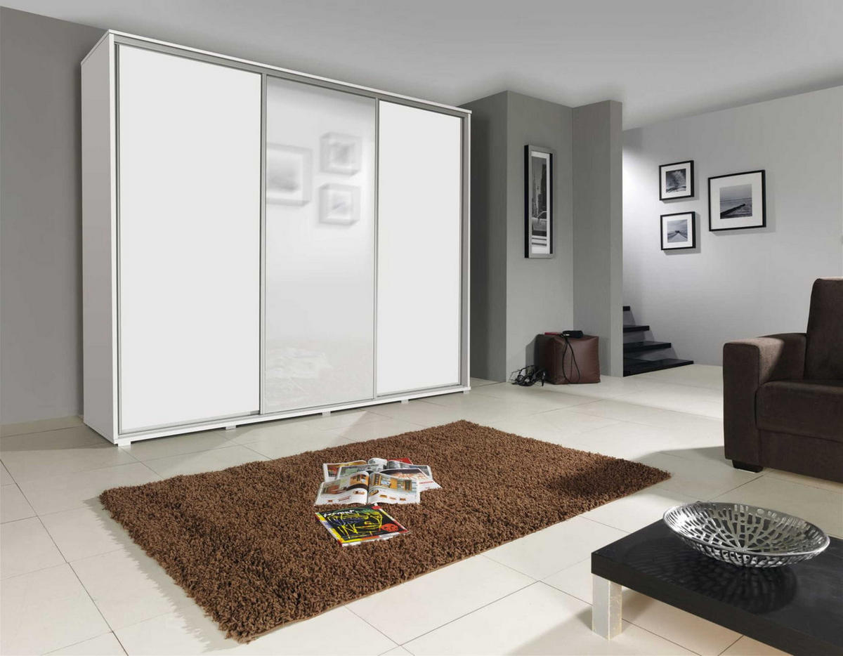 SCHIEBETÜRENSCHRANK - Kleiderschrank MONACO - Weiß - Weiß, Holzwerkstoff (255/251/66cm) - Möblo